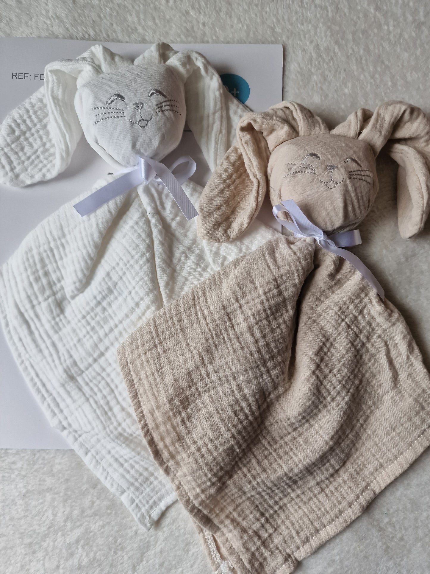 Doudou lapin en gaze de coton